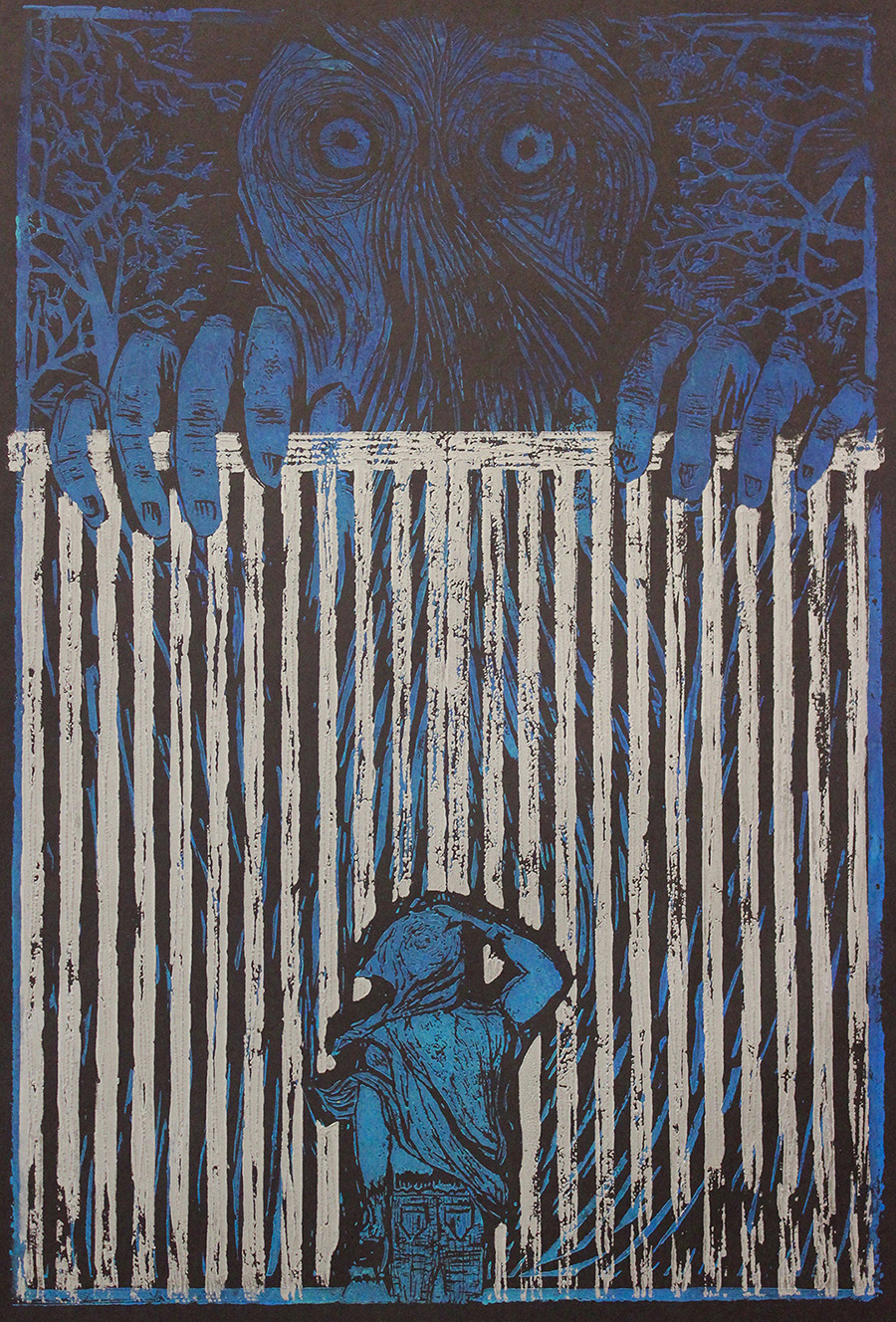 A  relief print (2016) by Raian Forrester-Herndon, Strath Haven High School