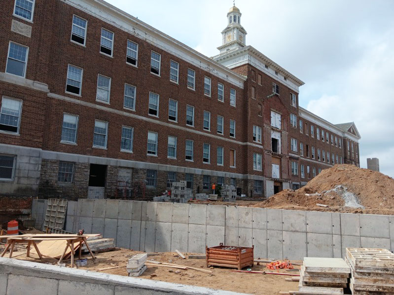 Front facade of old Prendergast high school