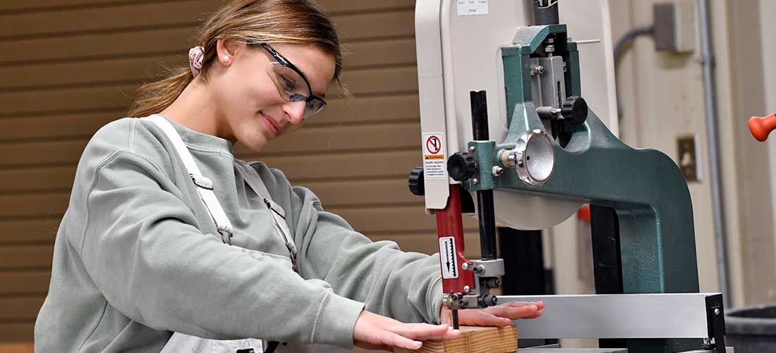 Female Carpentry student